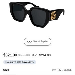 Gucci Black Sunglasses with Gold Logo GG0956S